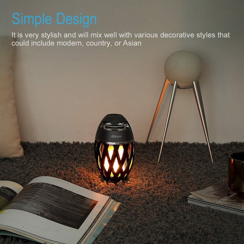 DiKaou LED Flame Outdoor Table Lamp Torch Table Lamp with Blutooth Speaker, Rechargeable Ambience Lantern with Flickers Warm Light for Patio/Porch/Home Decor, Best Gift for Men Women Teens Kids - Image 2